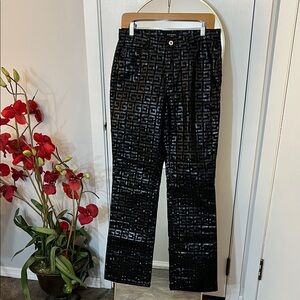 GUESS Y2K Streetwear Style Black Shiny Monogram G Pattern Pants